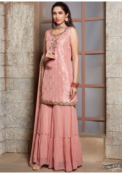 Pink Georgette  Sharara